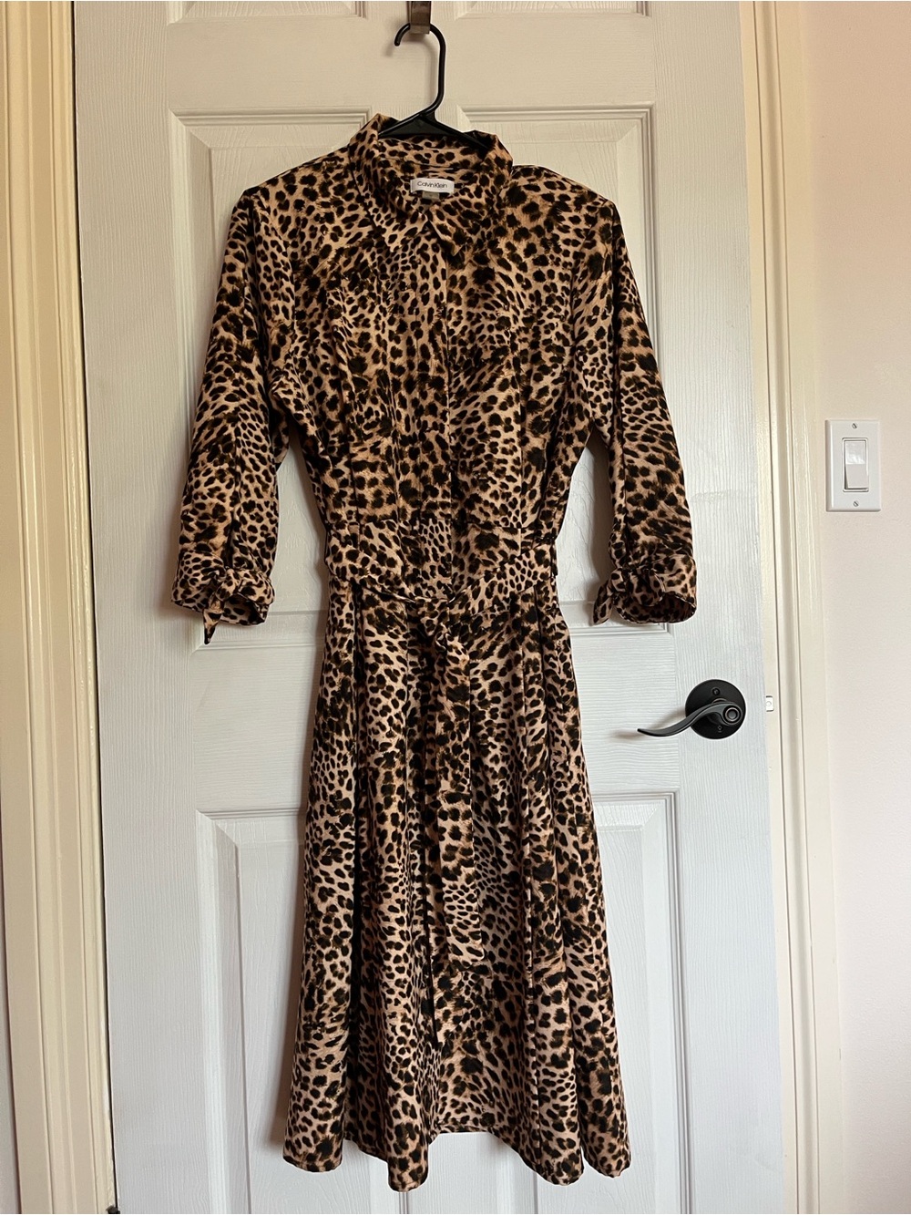Calvin Klein Leopard Print Tie-Sleeve Blazer - Brown/Black